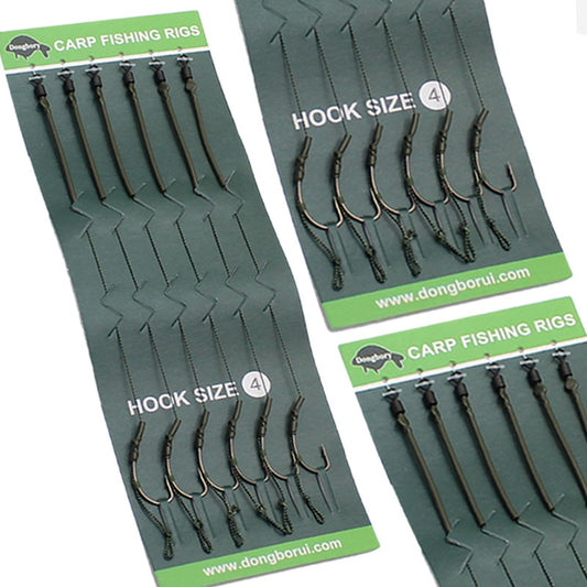 6pcs Carp Fishing Hair Rigs Ready Made Carp Fishing Hook Size 2#4#6#8