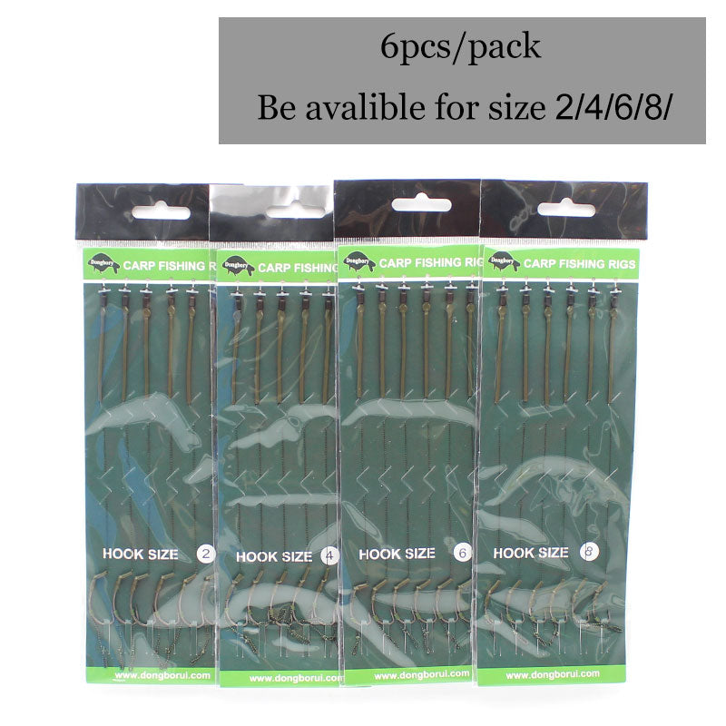 6pcs Carp Fishing Hair Rigs Ready Made Carp Fishing Hook Size 2#4#6#8