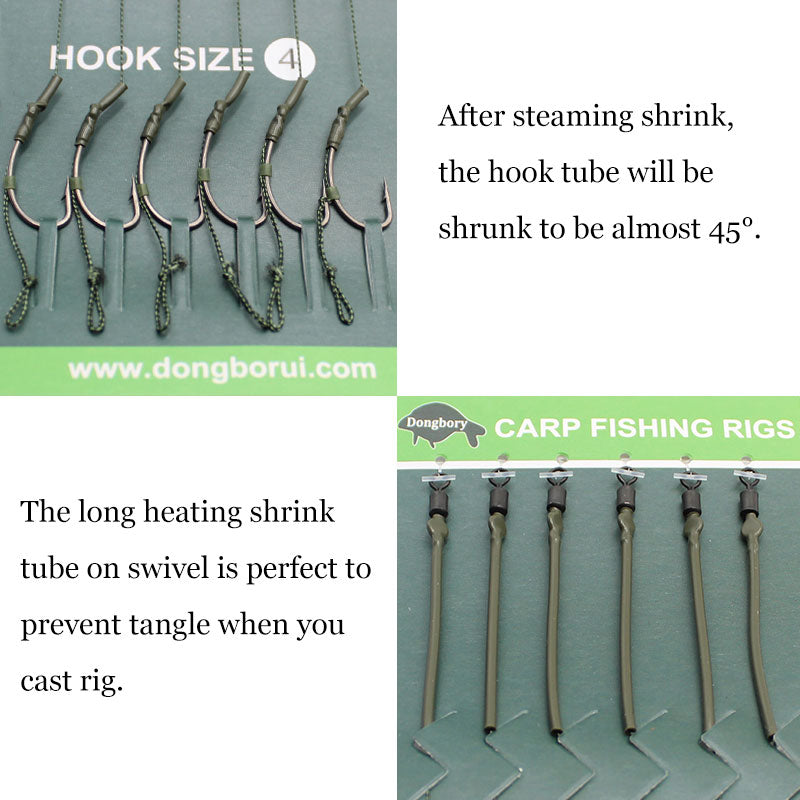 6pcs Carp Fishing Hair Rigs Ready Made Carp Fishing Hook Size 2#4#6#8