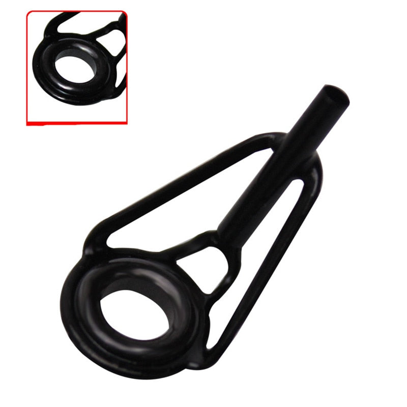 8/80Pcs Black Top Tip Guide for Spinning  Casting Fishing Rod Building Repair Eye Line Ring Stainless Steel Frame