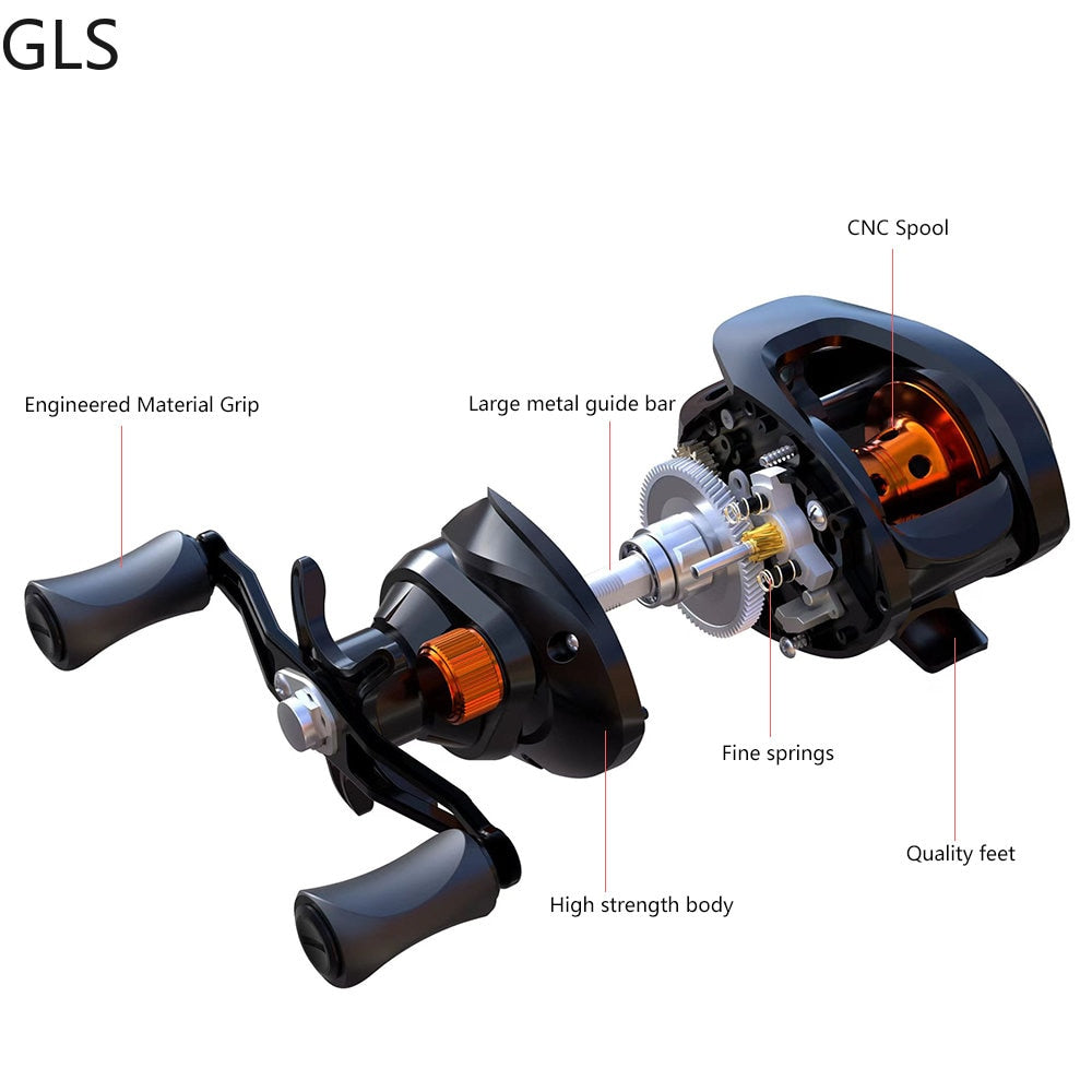 Lightweight Spool 6.3:1 Gear Ratio Baitcasting Fishing Wheel