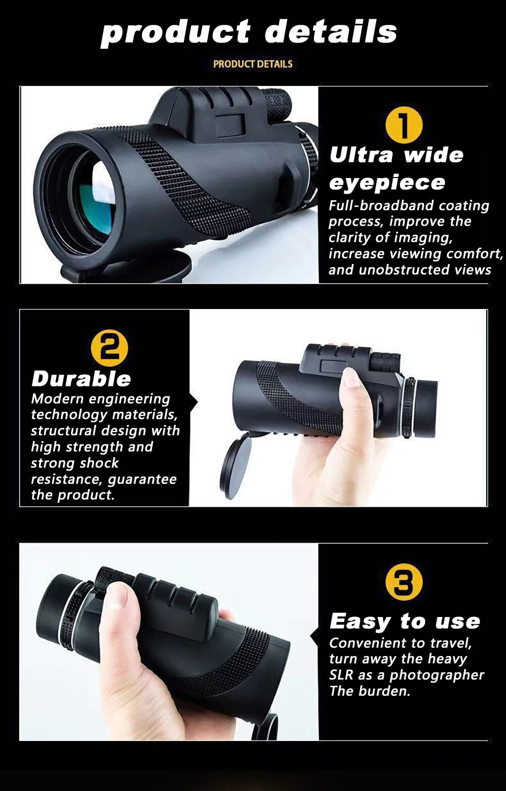 HD 80x100 Professional Telescope Monocular Powerful Binoculars Long Range Waterproof Pocket Zoom Night